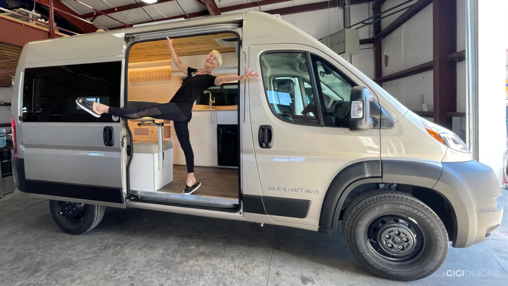 Author taking delivery of a new camper van to start van life.